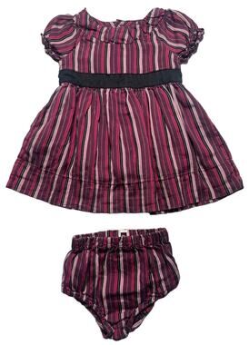 Tea Collection Tivoli Silk Skirt Dress Bloomers Set Striped Pink Purple 6-12M
